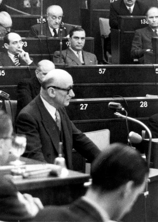Robert Schuman appelant à l'unité européenne (Strasbourg, 10 août 1950)