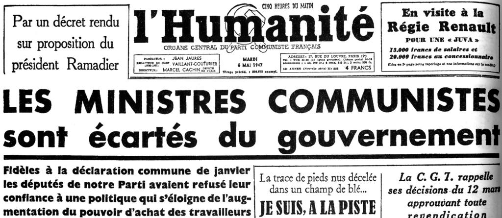 The front page of <i>L'Humanité</i> (6 May 1947)