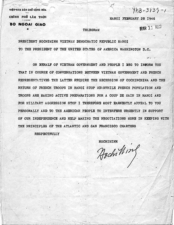 Letter from Ho Chi Minh to Harry S. Truman (Hanoi, 28 February 1946)