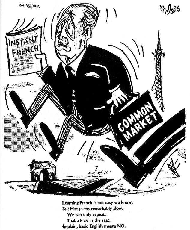 Caricature de Eccles sur le veto du général de Gaulle à l'encontre de la demande d'adhésion britannique à la CEE (28 janvier 1963)