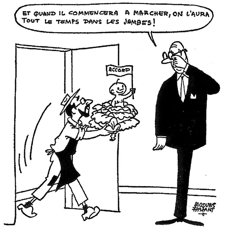 Cartoon by Faizant on the common agricultural policy (17 December 1964)
