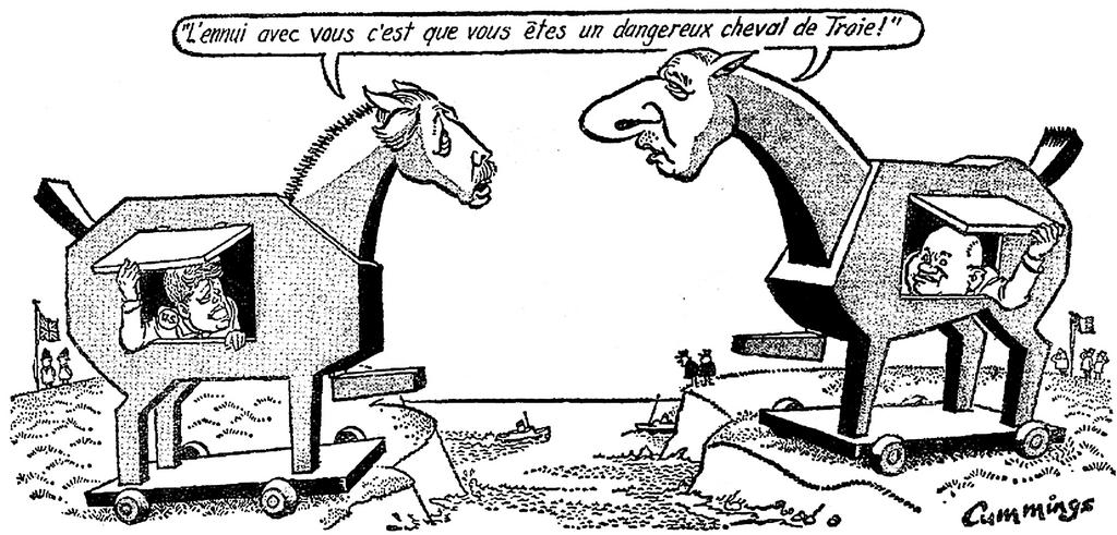 Caricature de Cummings sur De Gaulle et l'adhésion du Royaume-Uni à la CEE (8 février 1963)