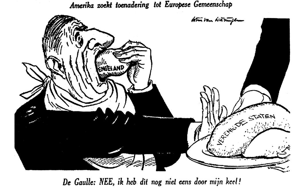 Caricature de Wierengen sur les relations entre la France et les États-Unis (17 novembre 1961)