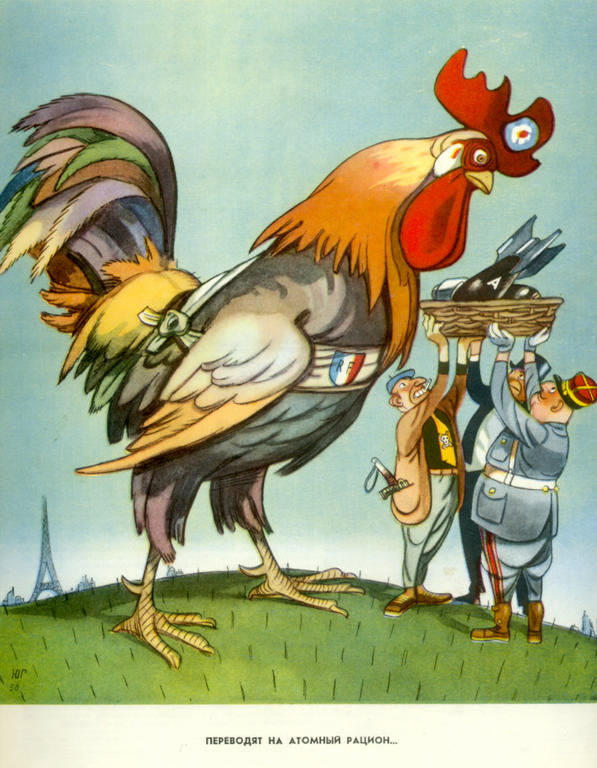Caricature de Ganf sur la politique nucléaire française (10 août 1958)