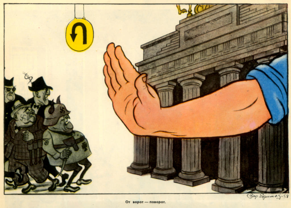 Cartoon by Efimov on the Berlin Crisis (30 December 1958)