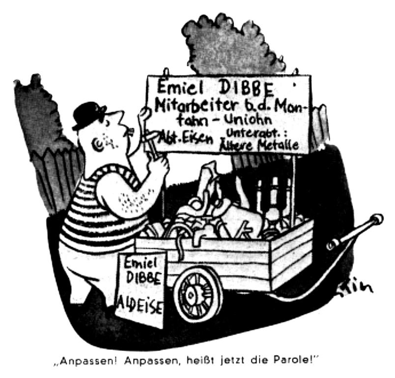 Karikatur zur Frage des Sitzes der EGKS (August 1952)