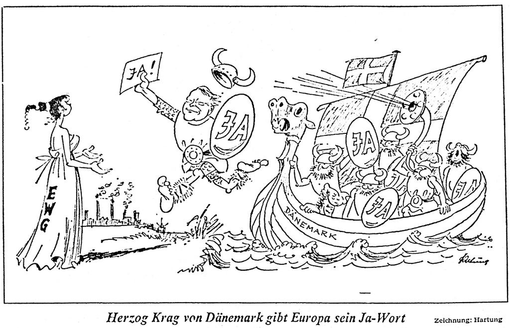 Caricature de Hartung sur l'adhésion du Danemark aux CE (4 octobre 1972)