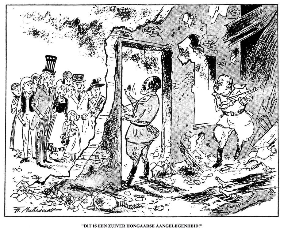 Caricature de Behrendt sur l'insurrection hongroise (1956)