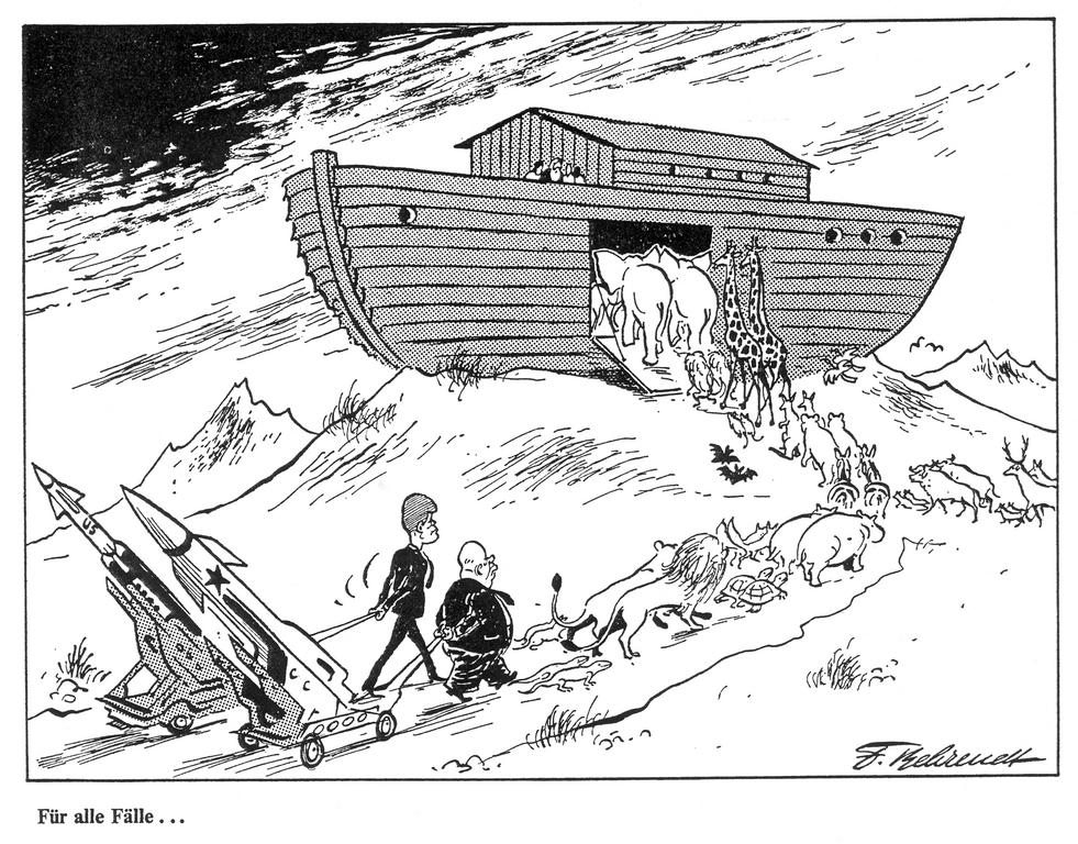 Cartoon by Behrendt on the Cuban Missile Crisis (October 1962)