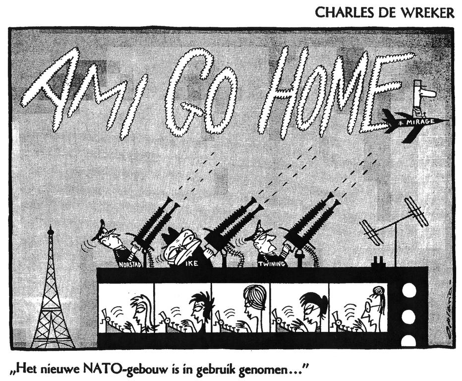 Caricature d'Opland sur les rapports entre la France et l'OTAN (19 décembre 1959)