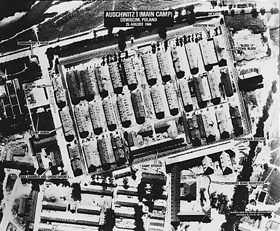Aerial view of the Auschwitz concentration camp (Poland, 25 August 1944)