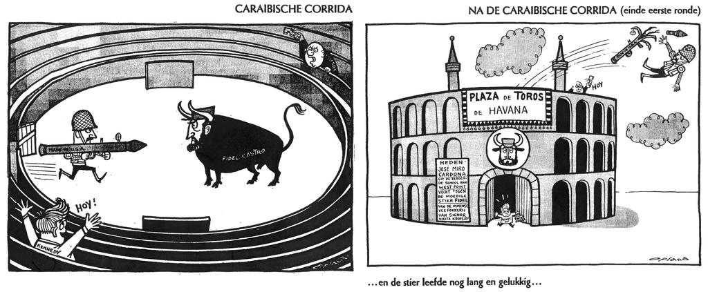 Caricatures d'Opland sur la crise de Cuba (20 avril et 22 avril 1961)