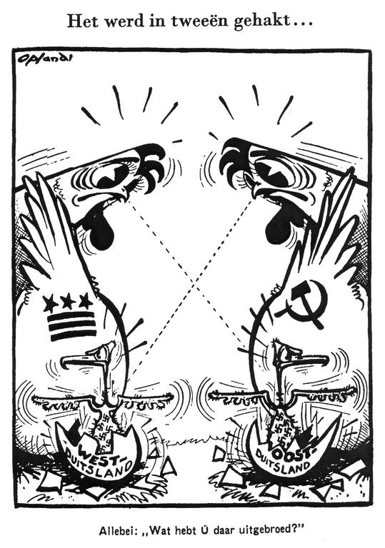 Cartoon by Opland on the political future of Germany (16 April 1949)