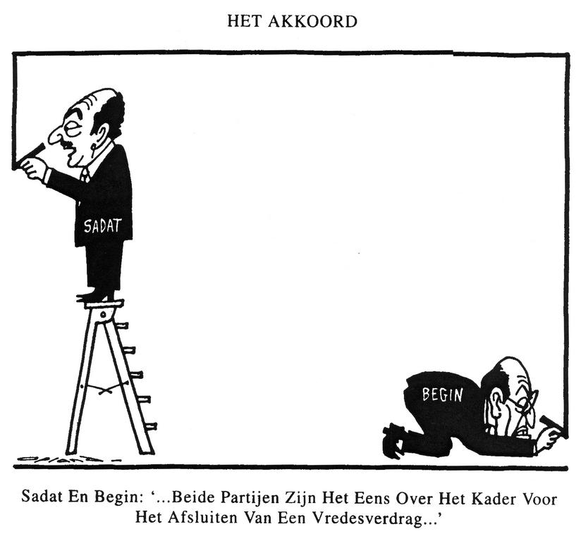 Caricature d'Opland sur les Accords de Camp David (21 mars 1979)