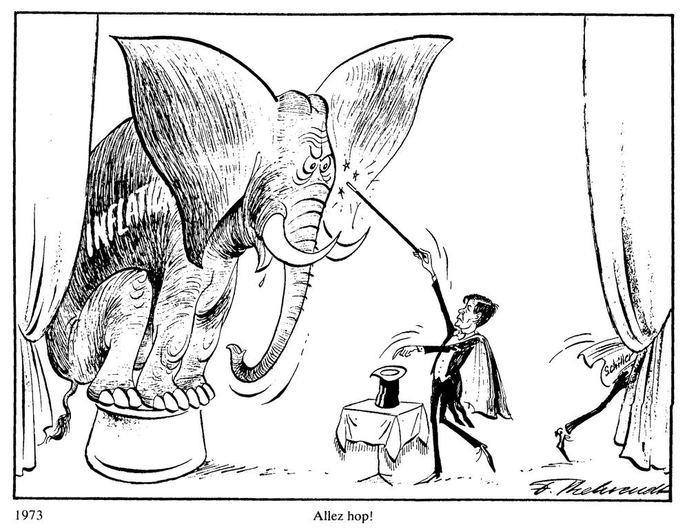 Caricature de Behrendt sur la crise monétaire en Europe (1973)