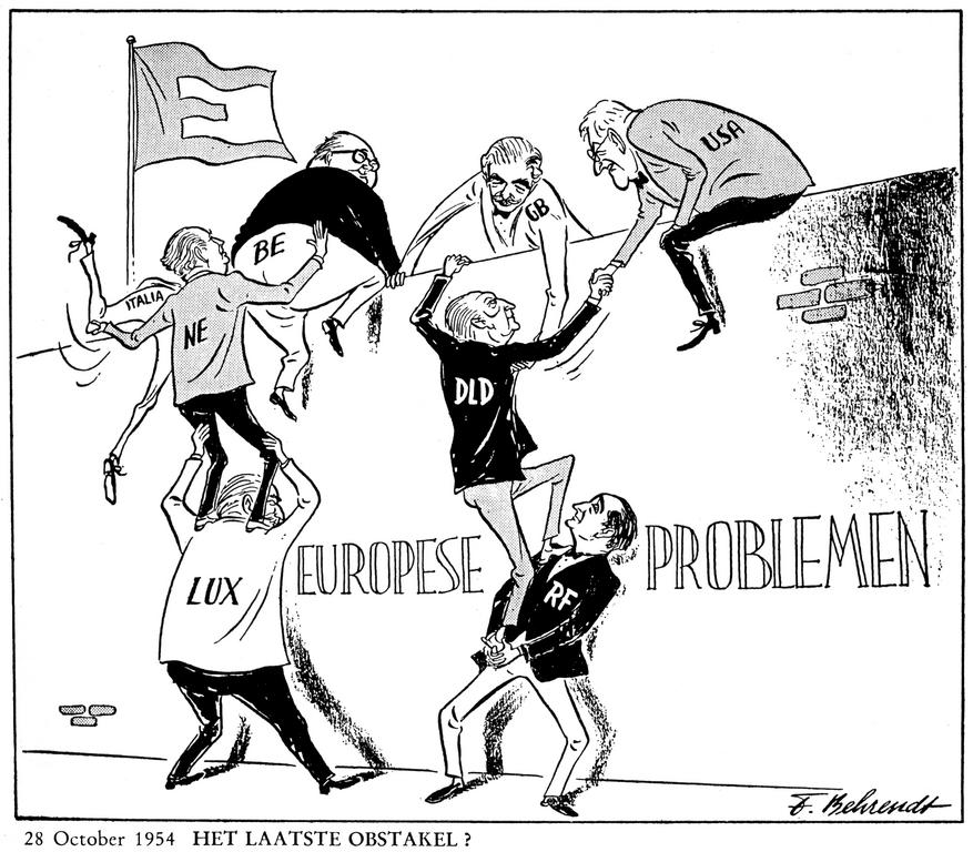 Caricature de Behrendt sur l'UEO (28 octobre 1954)
