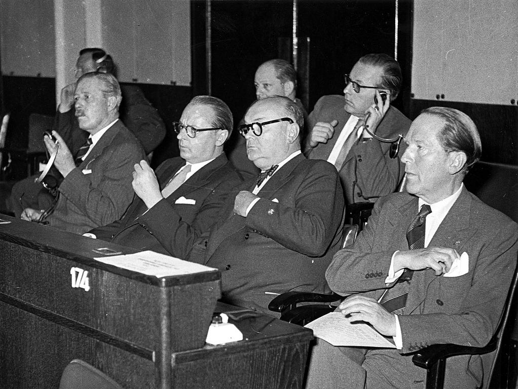 Ministers Macmillan, von Brentano, Spaak and Beyen at the Consultative Assembly (Strasbourg, 6 July 1955)