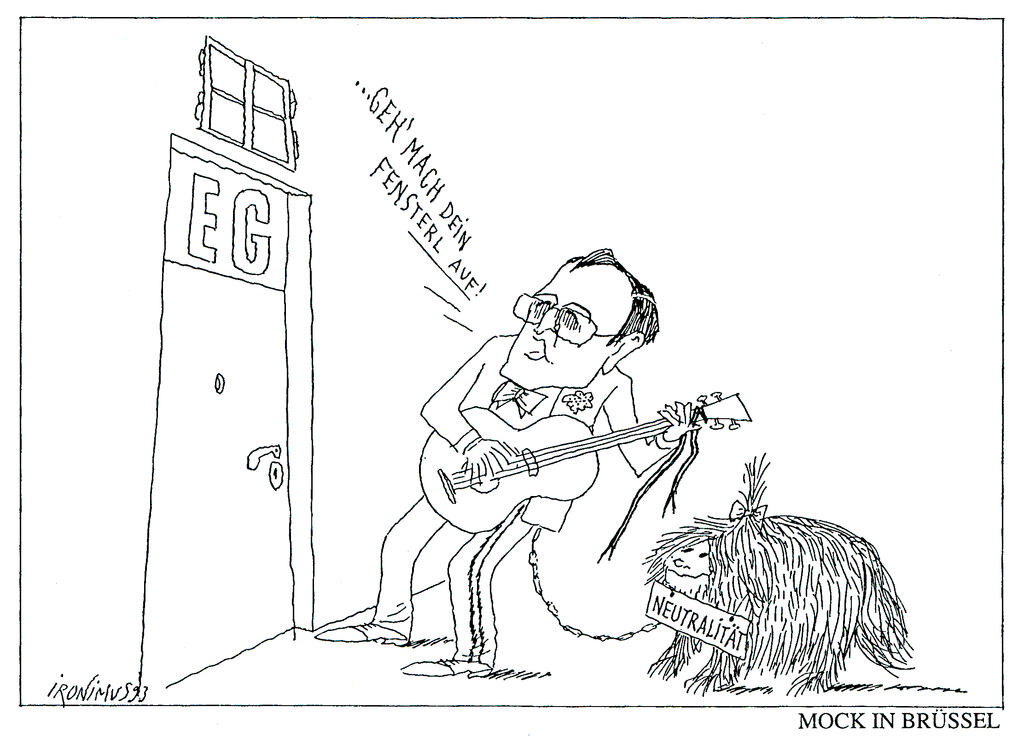 Cartoon by Ironimus on the negotiations for Austria’s accession to the EU (2 February 1993)
