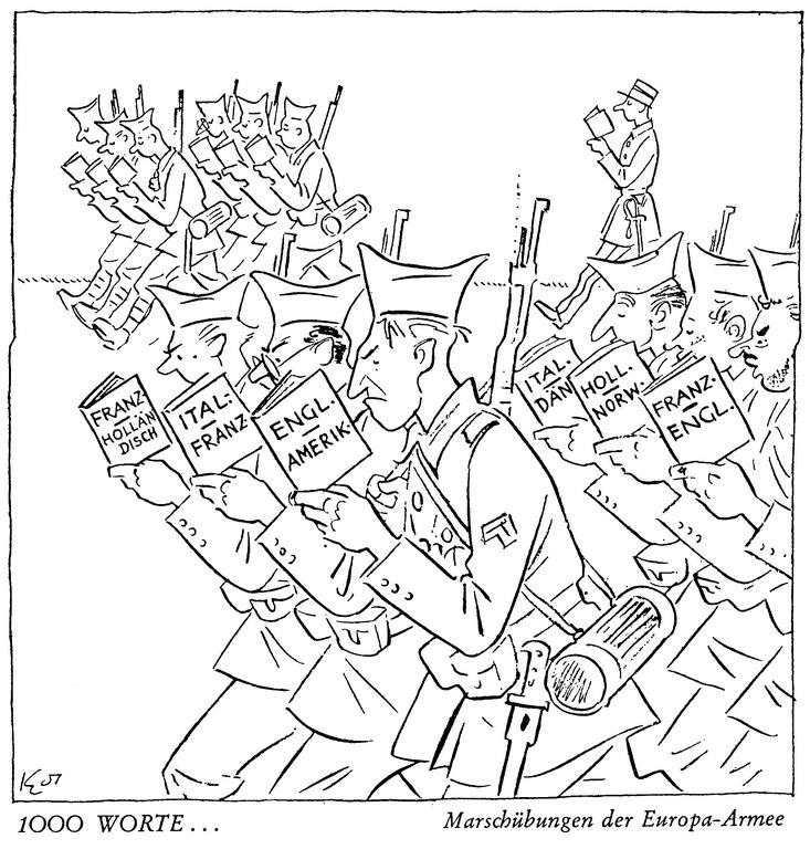 Caricature de Köhler sur la Communauté européenne de défense (1951)