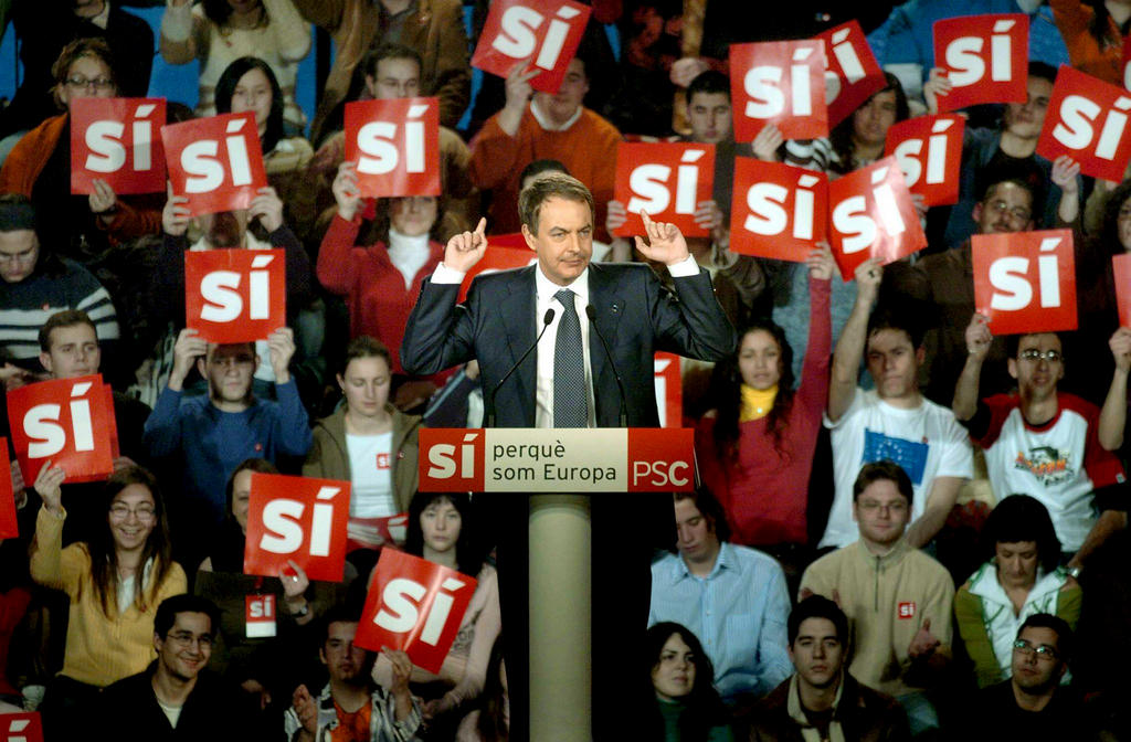 José Luis Rodríguez Zapatero defiende el «sí» a la Constitución Europea (Barcelona, 17 de febrero de 2005)