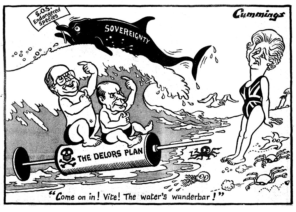Caricature de Cummings sur le Plan Delors (28 juin 1989)