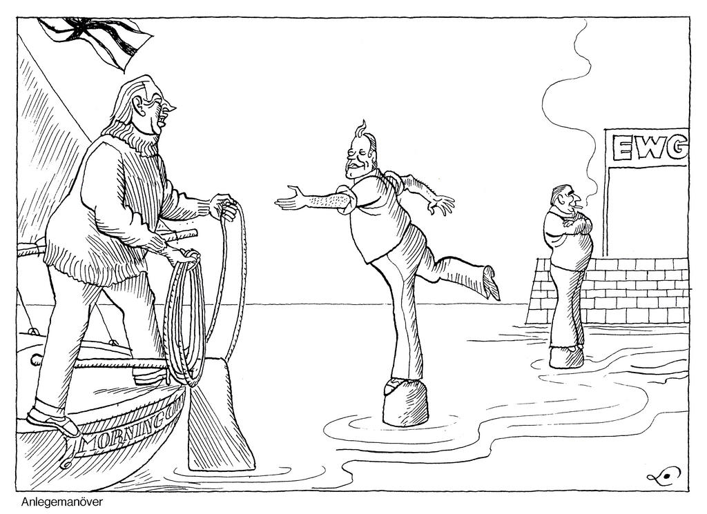 Cartoon by Lang on the Franco-German position on the United Kingdom’s accession to the EC (7 April 1971)