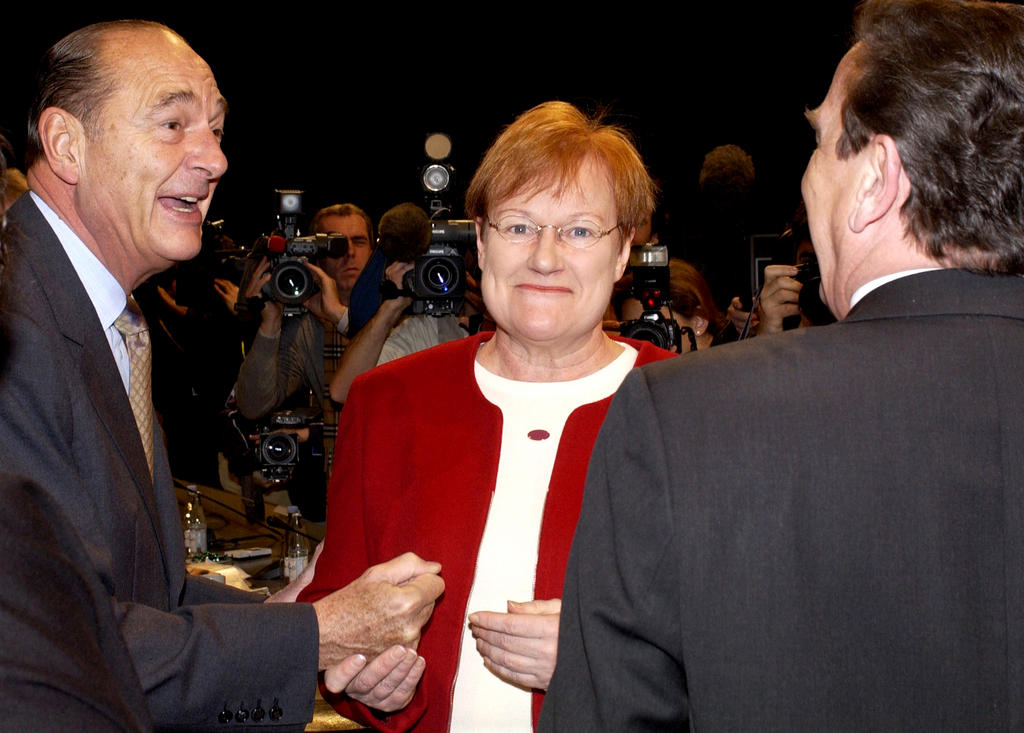 Jacques Chirac and Tarja Halonen (Copenhagen, 13 December 2002)