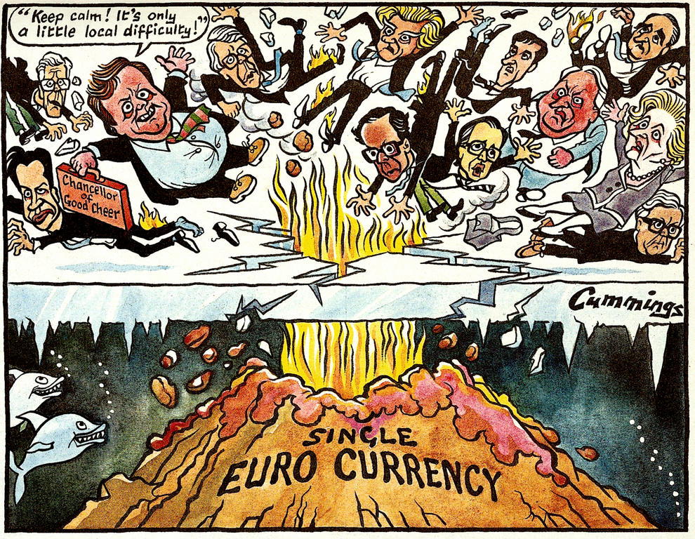 Caricature de Cummings sur le Royaume-Uni et la monnaie unique européenne (19 octobre 1996)