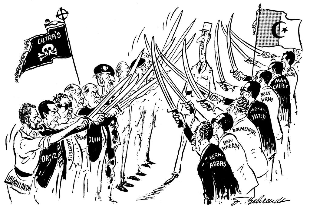 Cartoon by Behrendt on the war in Algeria