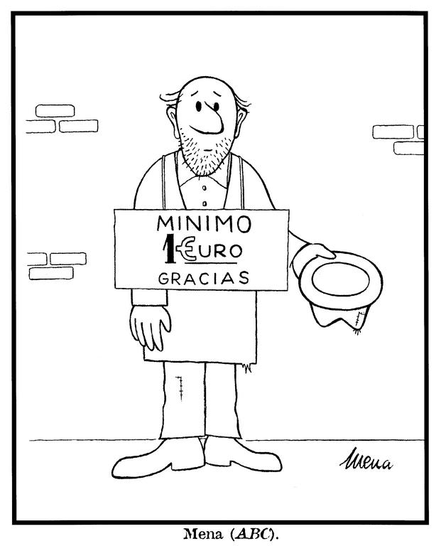 Caricature de Mena sur l'introduction de l'euro et sur l'inflation