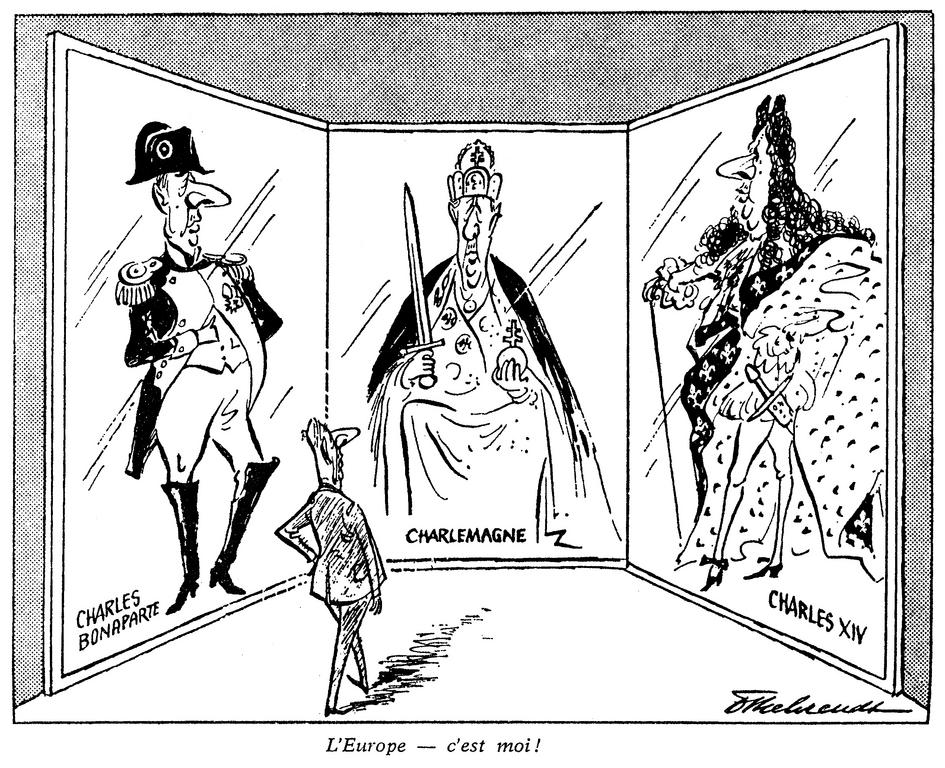 Cartoon by Behrendt on General de Gaulle and Europe (15 June 1962)