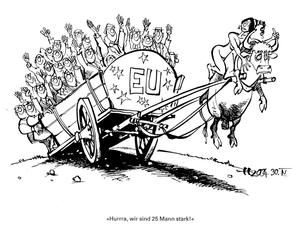 Caricature d'Haitzinger sur l'élargissement de l'UE (30 avril 2004)