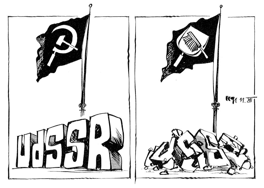 Caricature d'Haitzinger sur la fin de l'Union soviétique (11 décembre 1991)