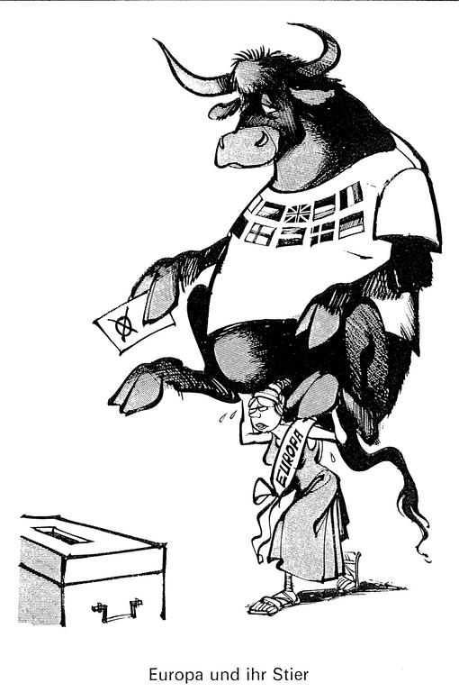 Caricature d'Haitzinger sur les premières élections au suffrage universel du Parlement européen (Juin 1979)