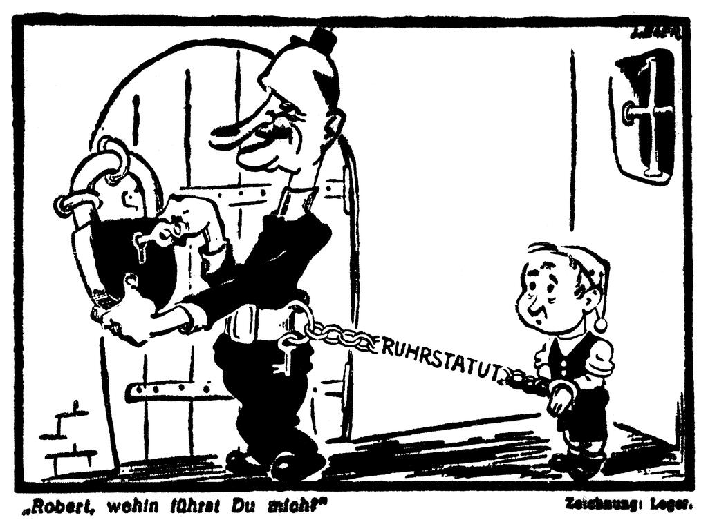 Karikatur von Leger zum Ruhrstatut (23. Juni 1950)