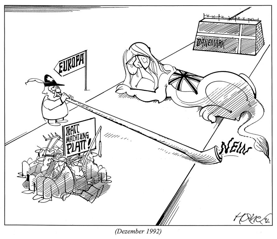 Caricature de Hanel sur le "non" suisse à l'EEE (Décembre 1992)