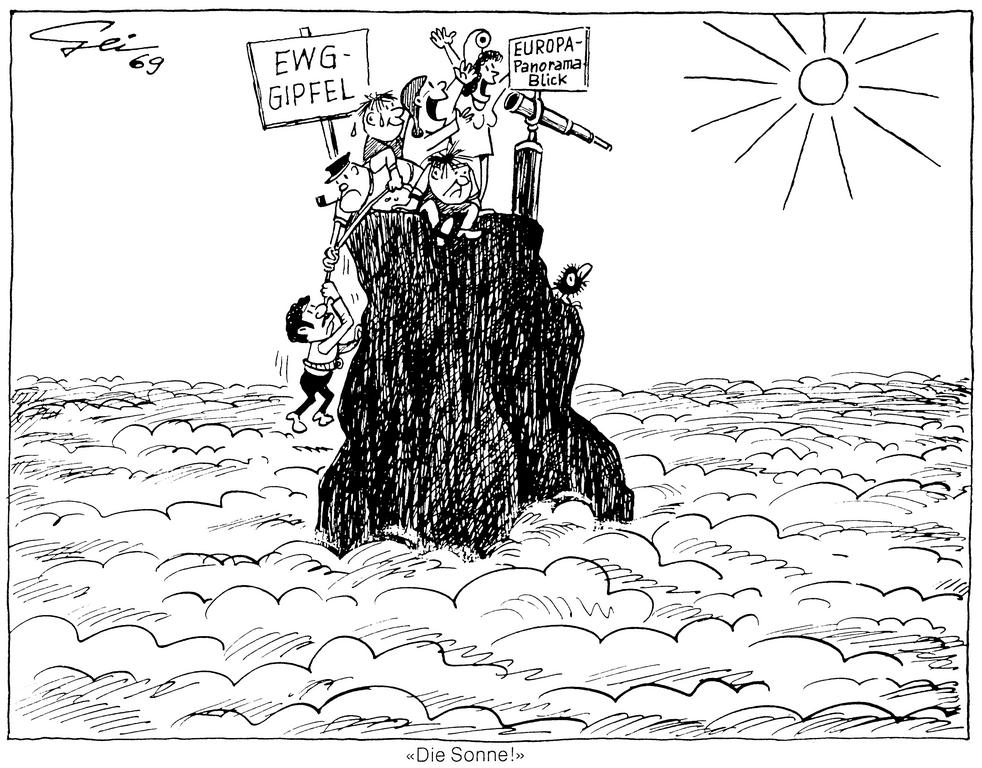 Caricature de Geisen sur le sommet de La Haye (1969)
