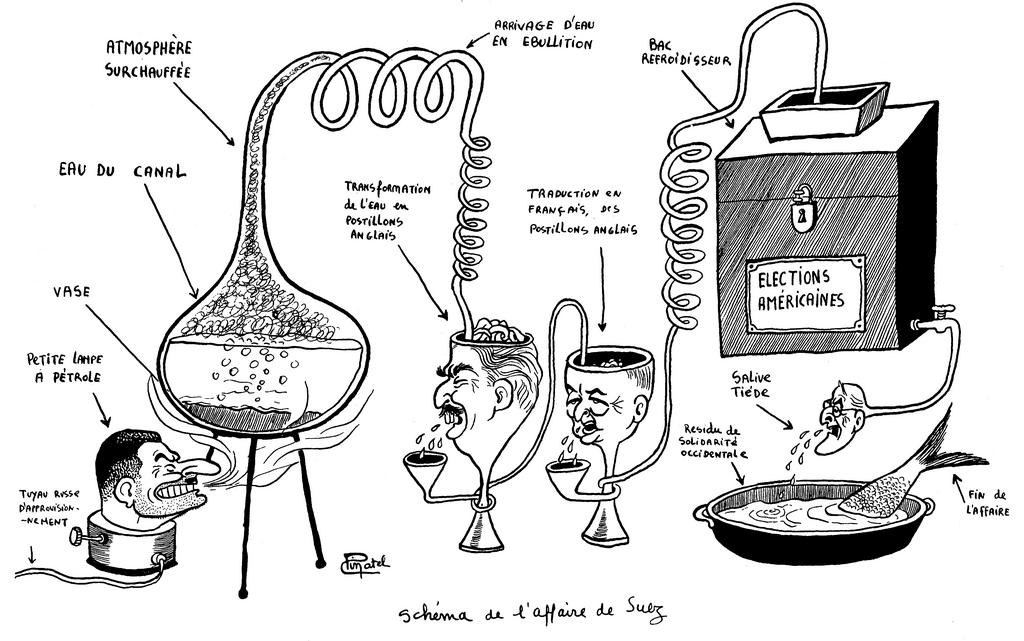 Caricature de Pinatel sur la crise de Suez (1957)