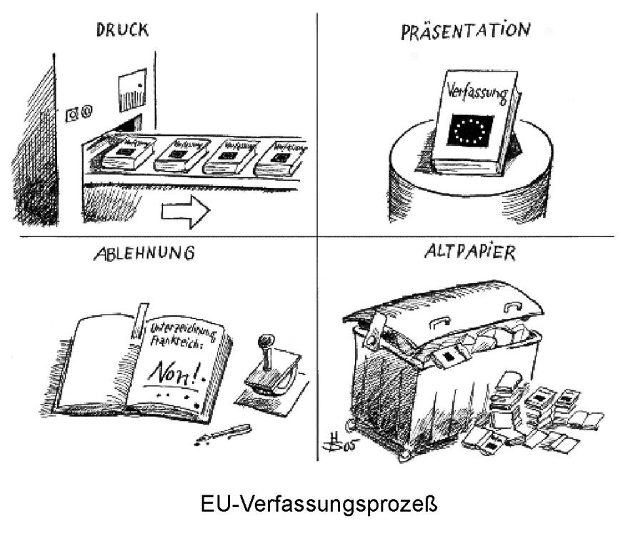 Cartoon by Sakurai on the future of the European Constitutional Treaty (1 June 2005)