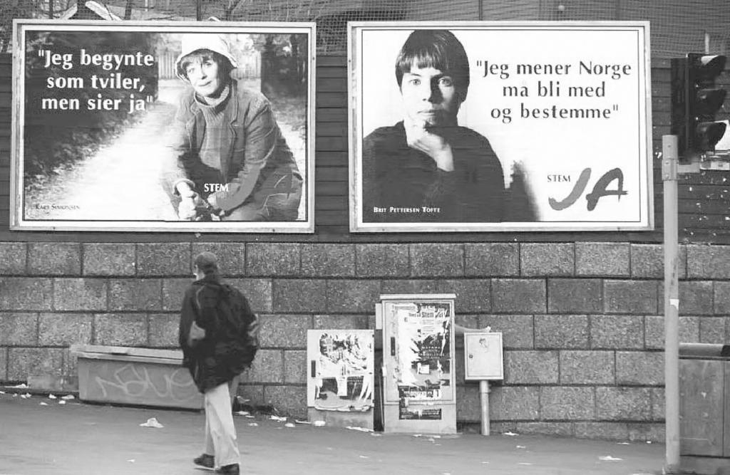 Posters supporting the ‘Yes’ vote in the referendum on Norway’s accession to the European Union (Oslo, 22 November 1994)
