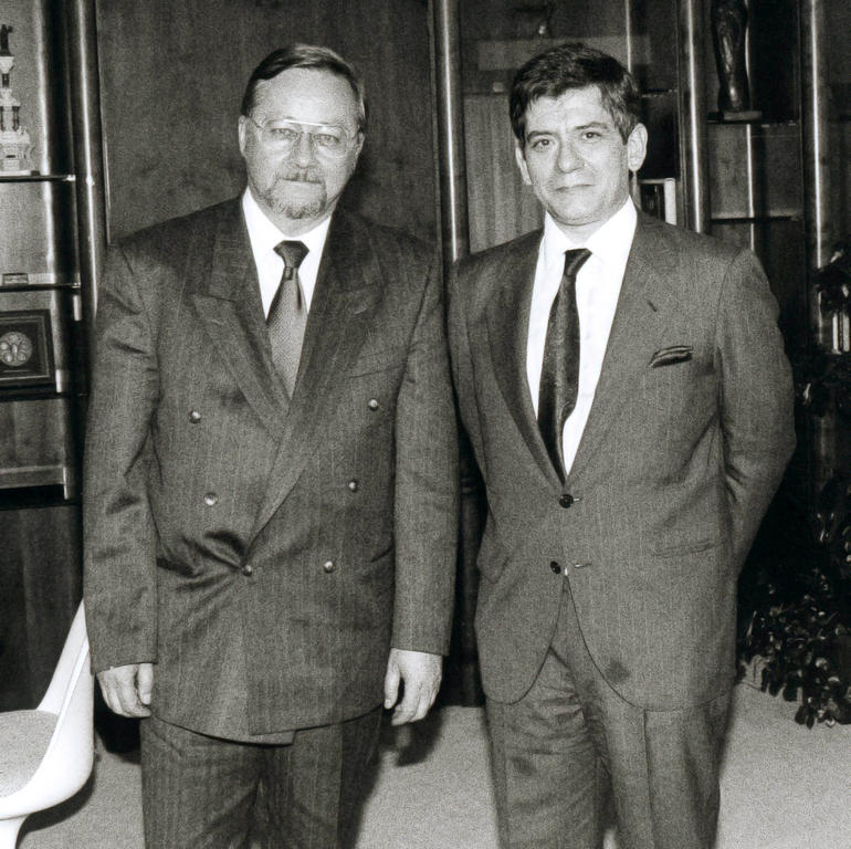 Vytautas Landsbergis et Enrique Barón Crespo (Strasbourg, 9 juillet 1991)