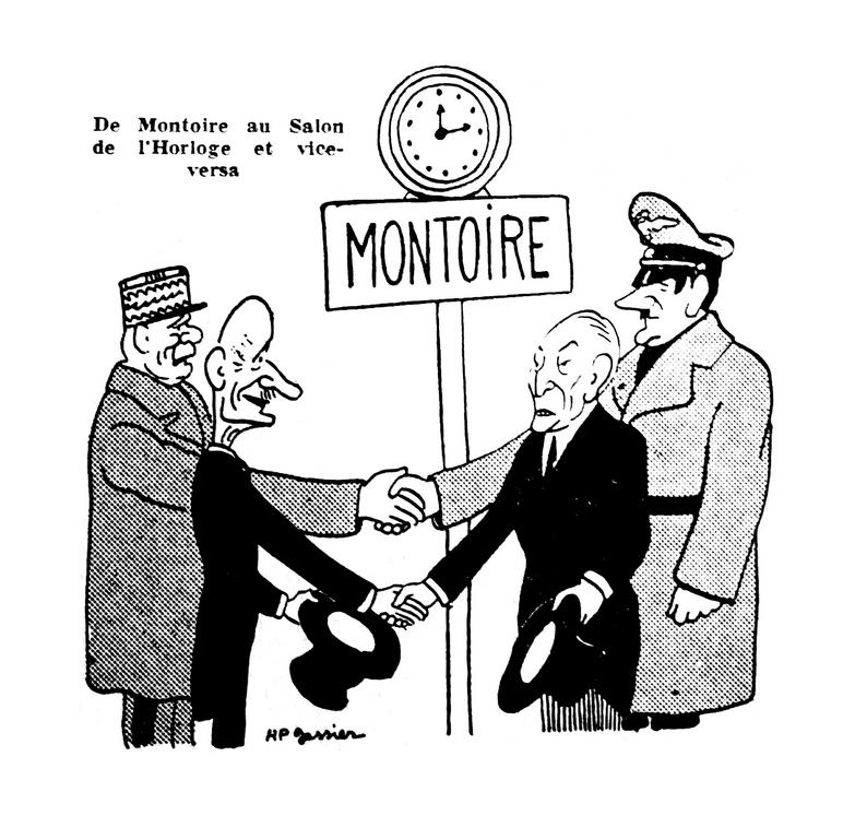 Cartoon by Gassier criticising the opening of negotiations on the application of the Schuman Plan (24 June 1950)