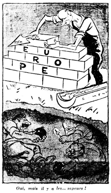 Caricature de Woop sur la position des communistes à l'égard du plan Schuman (12 mai 1950)
