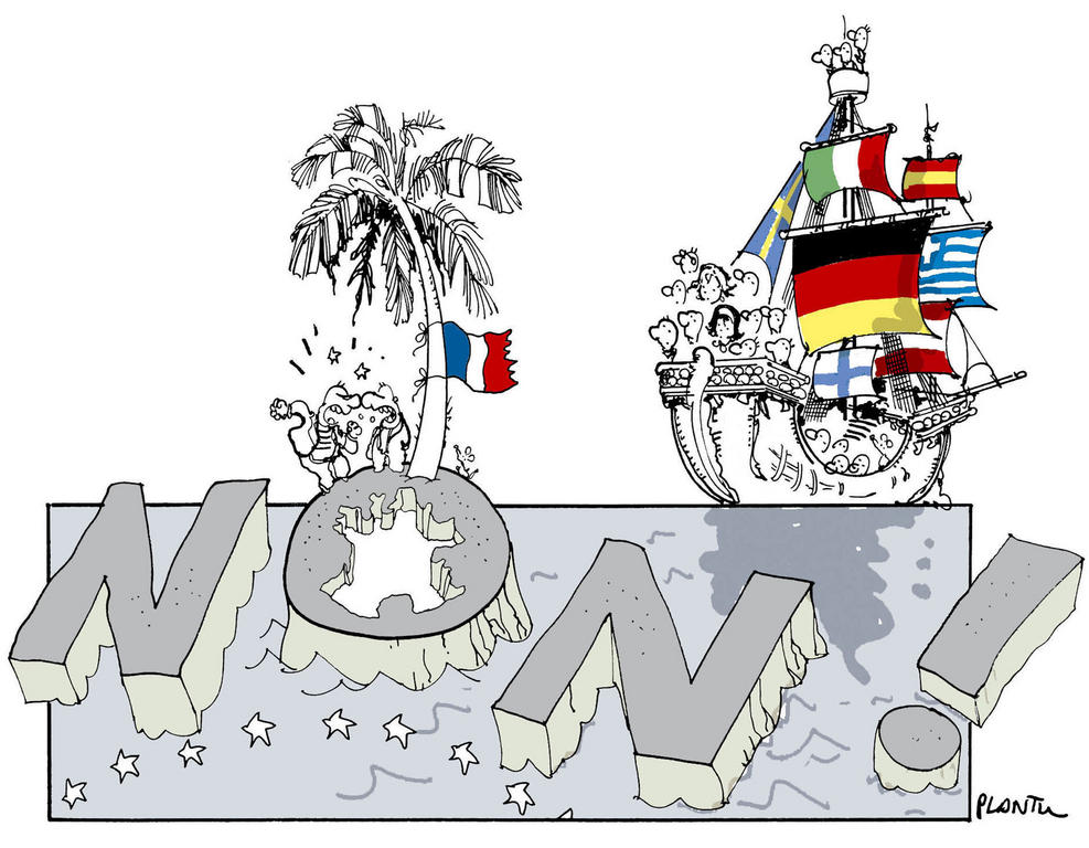 Caricature de Plantu sur le refus de la France de ratifier le traité constitutionnel européen (2005)