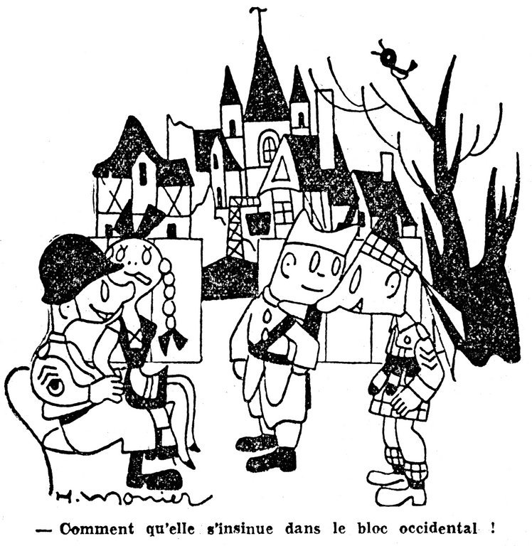 Caricature de Monier sur l'avenir politique de l'Allemagne d'après-guerre (8 décembre 1948)