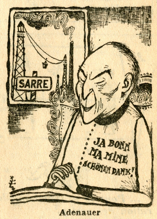 Cartoon by César on the question of the Saar (2 November 1955)