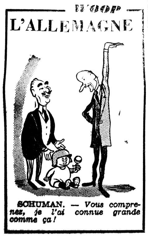 Caricature de Woop sur les inquiétudes de la France face à la question du réarmement allemand (19 septembre 1951)