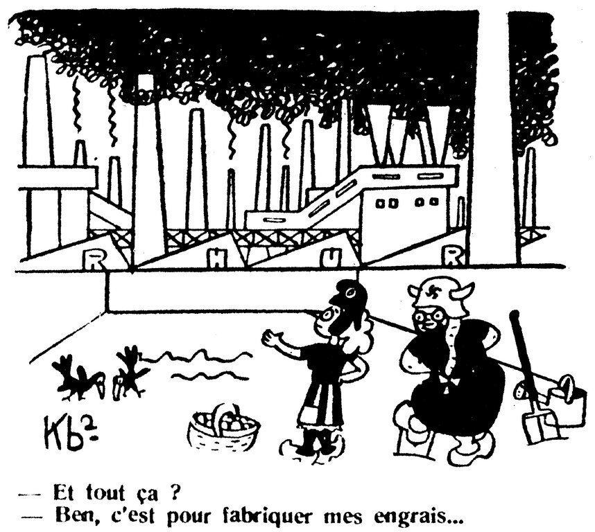 Cartoon by Kb2 on Germany’s industrial power (8 August 1945)