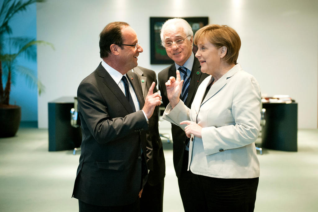 Erstes Zusammentreffen von François Hollande und Angela Merkel (Berlin, 15. Mai 2012)