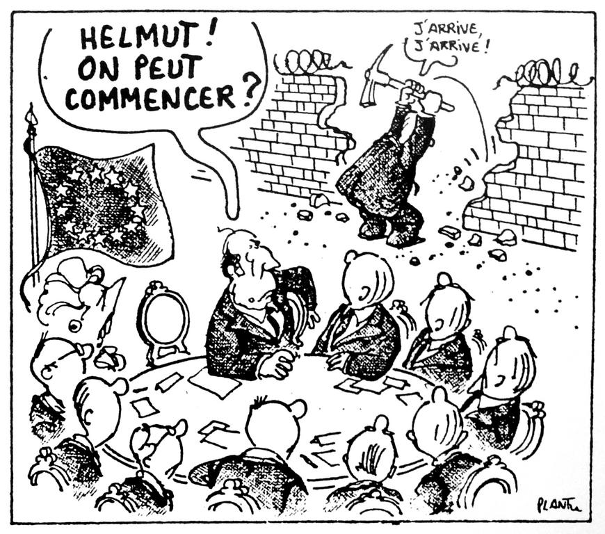 Cartoon by Plantu on the consequences of the fall of the Berlin Wall (9 December 1989)